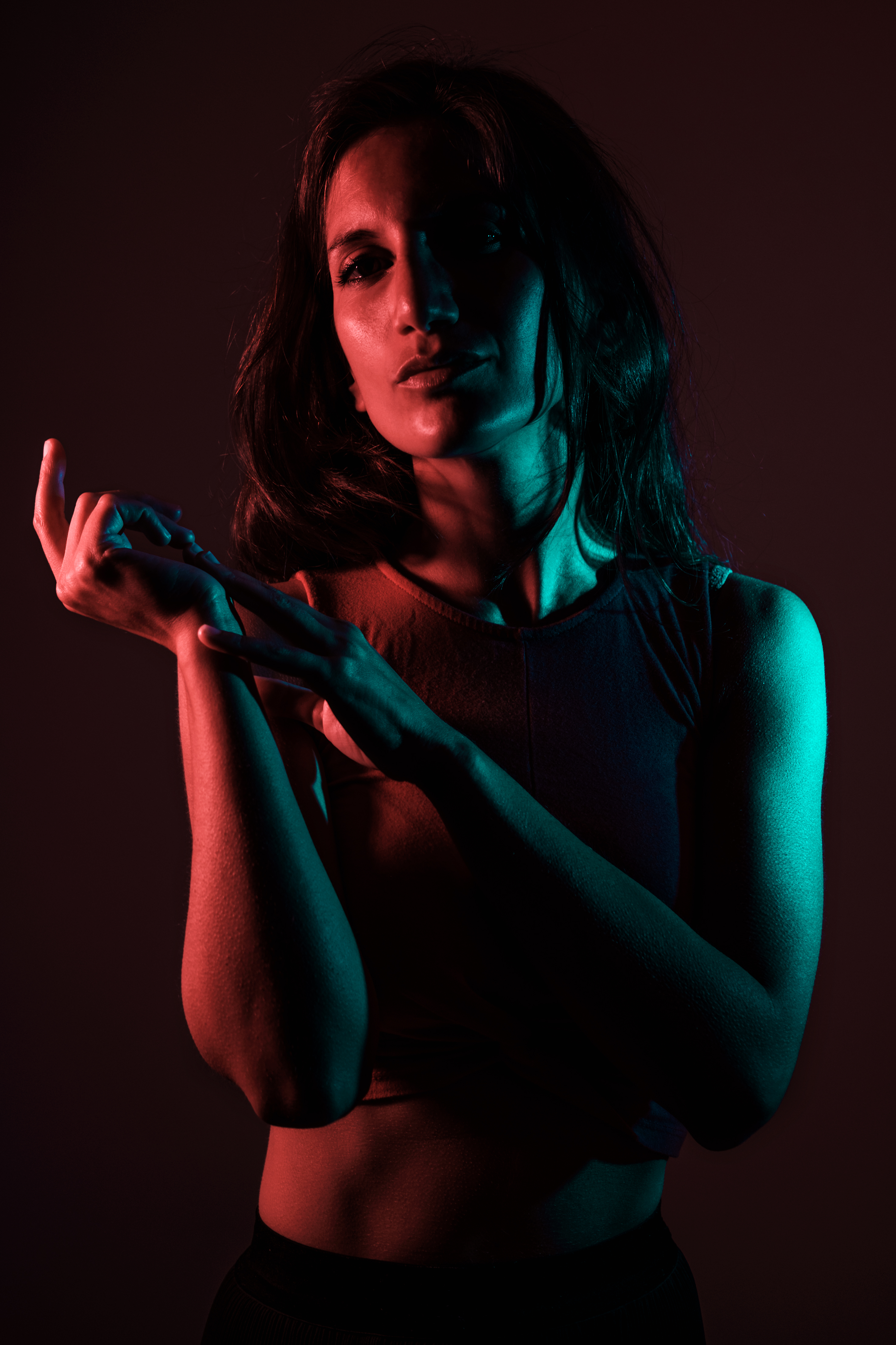 ritratto fotografico di moda rosa e blu